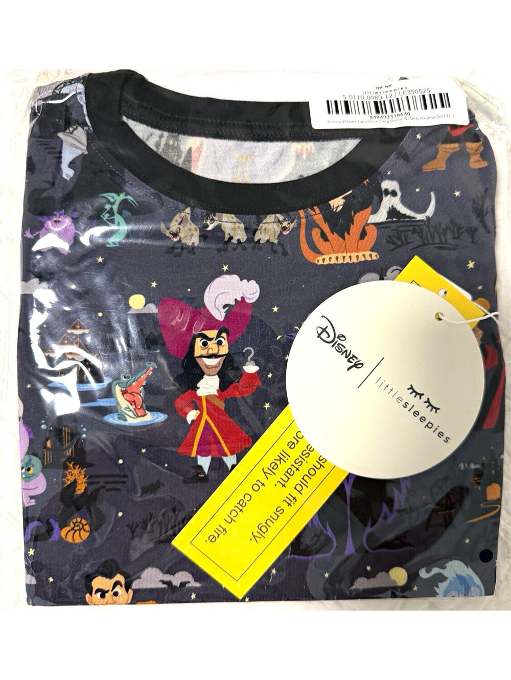 Little Sleepies Disney Villains 2T 2-Piece Long Sleeve Pajama Set Gray